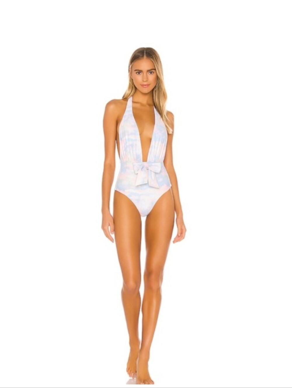 WeWoreWhat Pastel Tie-Dye Halter One-Piece in Blue, Pink, Peach